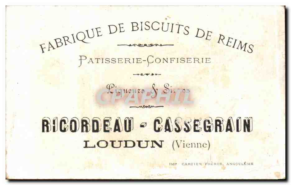 Chromo Ricordeu Cassegrain Loudun Patisserie Enfants — Verso