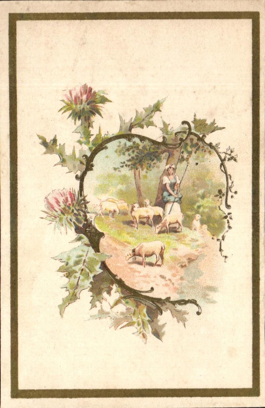 Chromo Bergere et moutons 