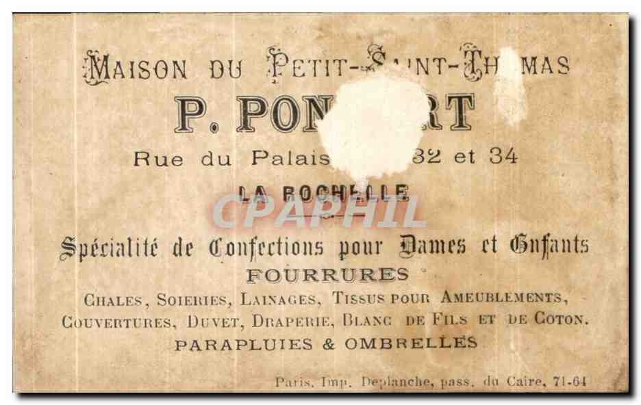 Enfant oubliant que le panier est garni — P. Ponport, La Rochelle — Verso