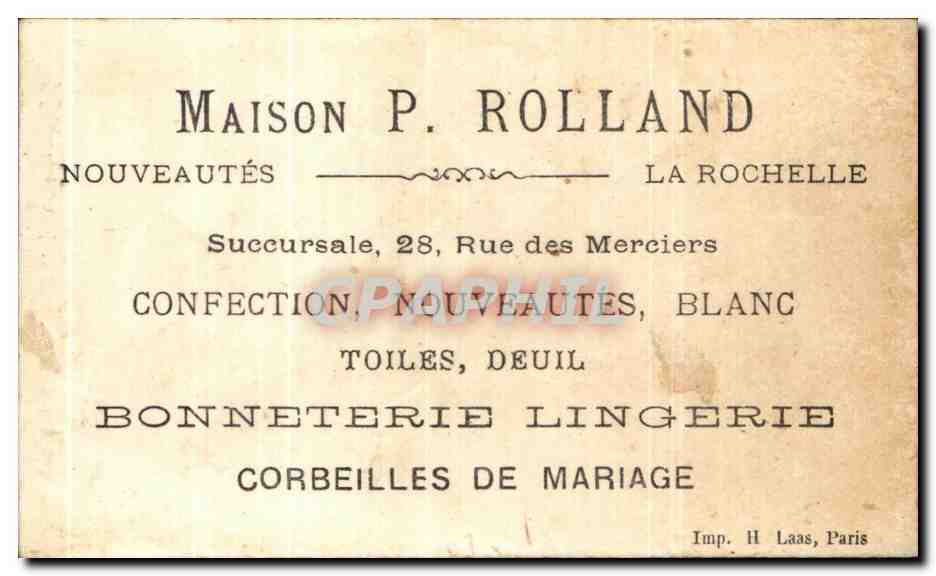 Chromo Rolland La Rochelle Enfant — Verso