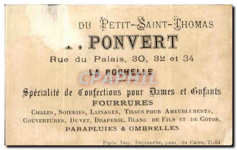 Chromo Ponvert La Rochelle Militaria  — Verso