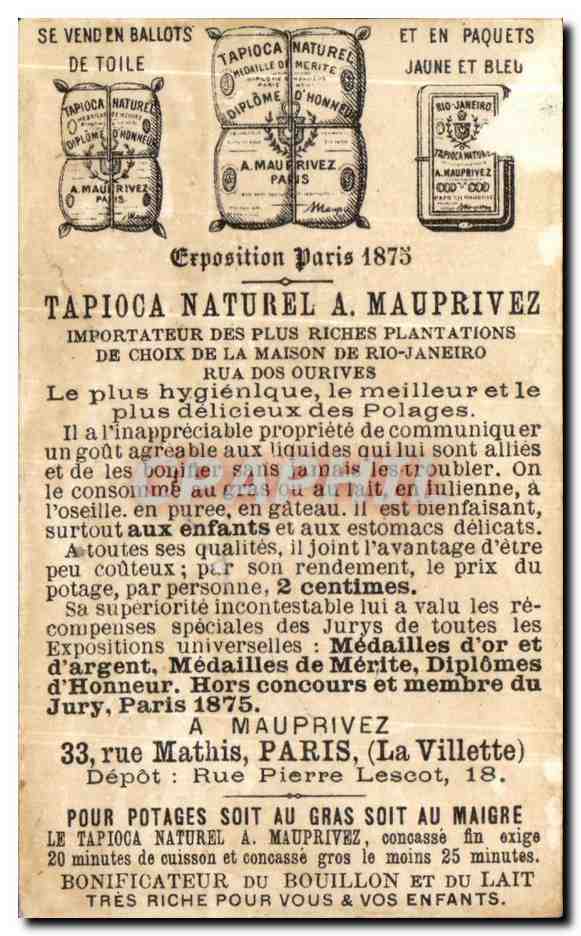 Chromo Tapioca Mauprivez Marin Rue mathis  — Rückseite