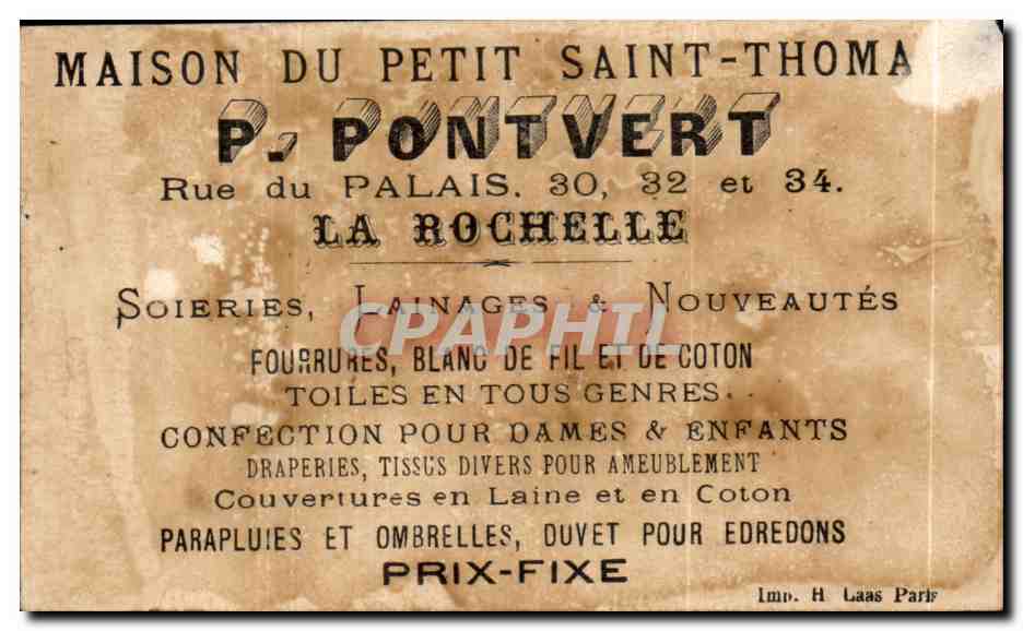 Chromo Pontvert la Rochelle Lievres lapins  — Verso