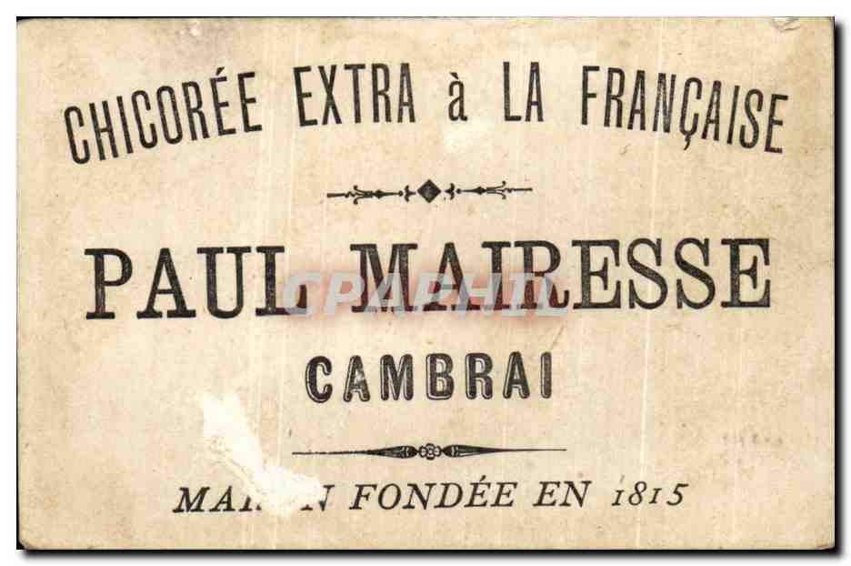 Chromo Paul Mairesse Cambrai Typographie  — Rückseite