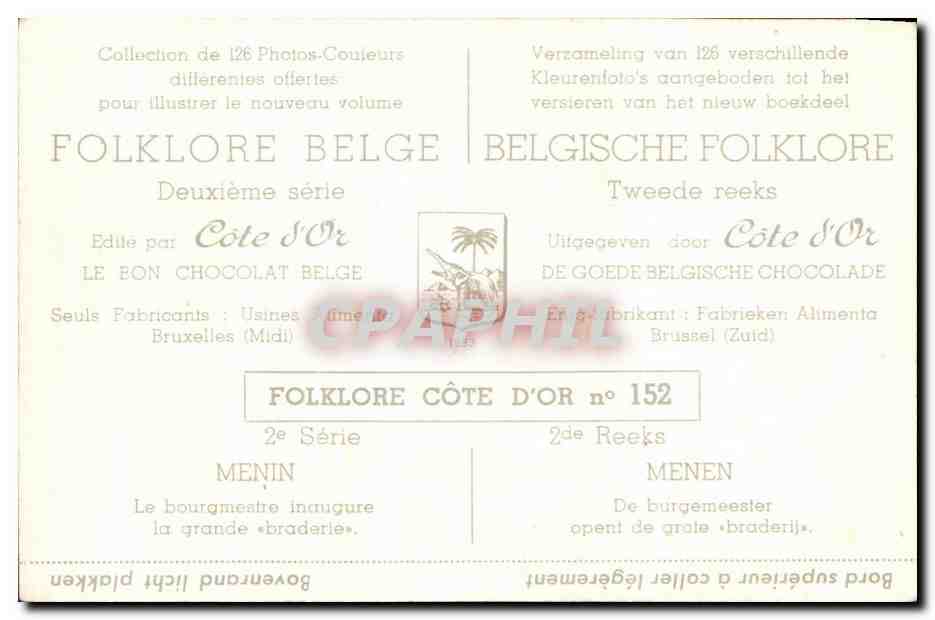 Image Cote d'or Folklor Belge Menin Le bourgmestre inaugure la grande braderie — Verso