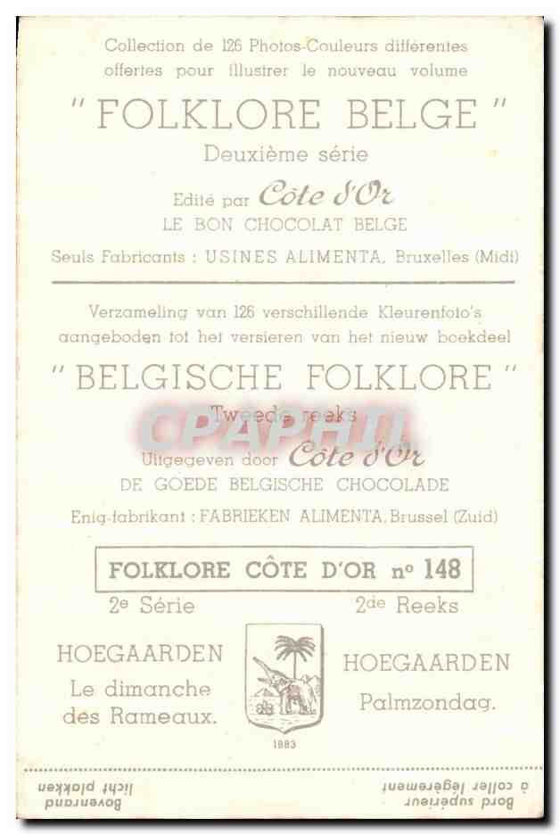 Image Cote d'or Folklore Belge Hoegaarden Le dimanche des rameaux — Rückseite