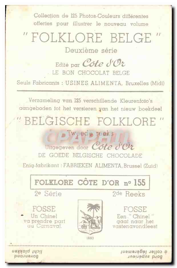 Image Cote d'or Folklore Belge Fosse Un Chinel va prendre part au carnaval — Verso