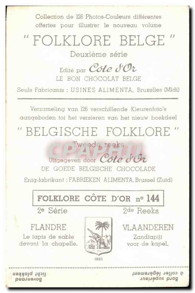 Image Cote d'or Folklore Belge Flandre Le tapis de sable devant la chapelle — Verso