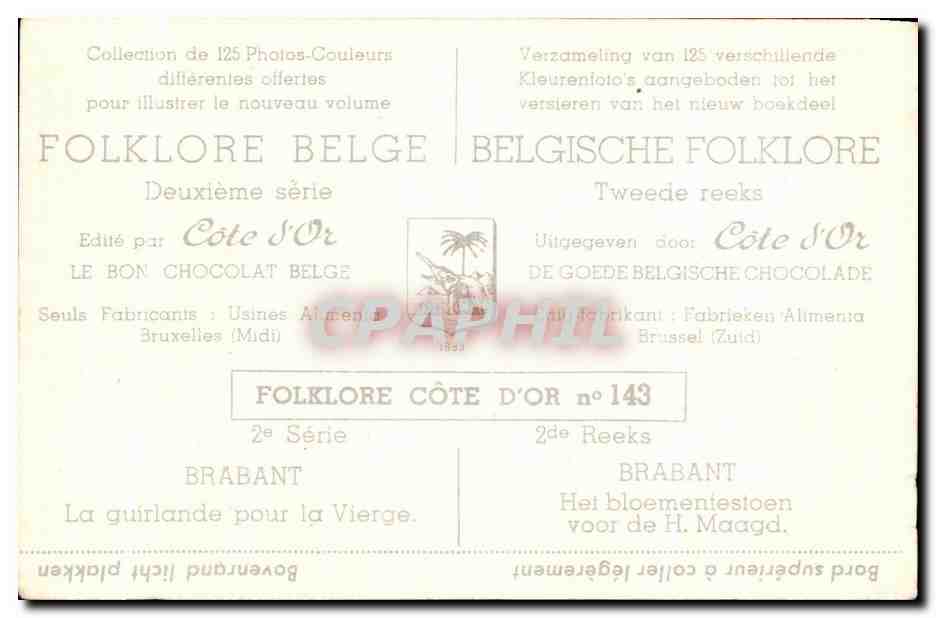 Image Cote d'or Folklore Belge Brabant la guirlande pour la vierge  — Rückseite