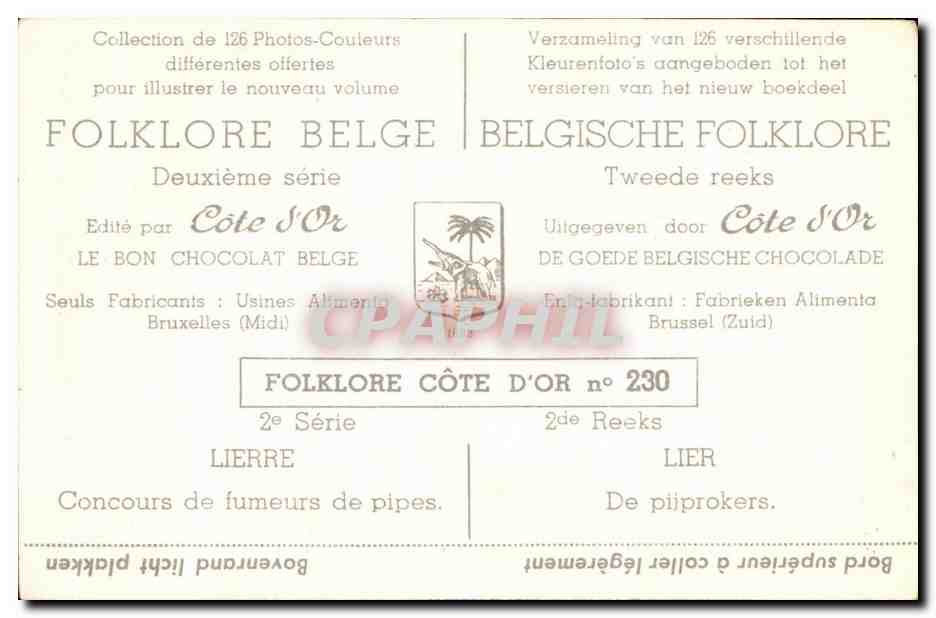 Image Cote d'or Folklore Belge Liere Concours de fumeurs de pipes — Back