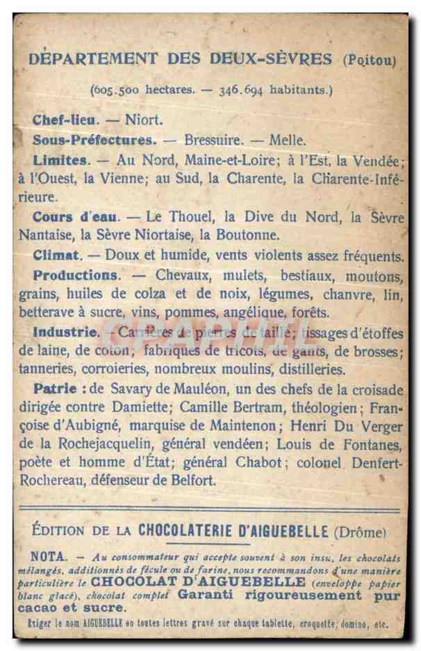 Image Deux Sevres Carte Niort  — Rückseite