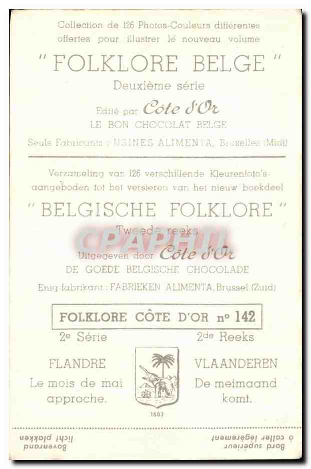 Image Cote d'or Folklore Belge Flandre Le mois de mai approche  — Rückseite