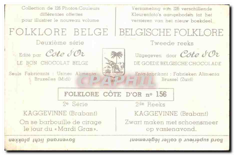 Image Cote d'or Folklore Belge Kaggevinne On se barbouille de cirage le jour du mardi gras  — Back