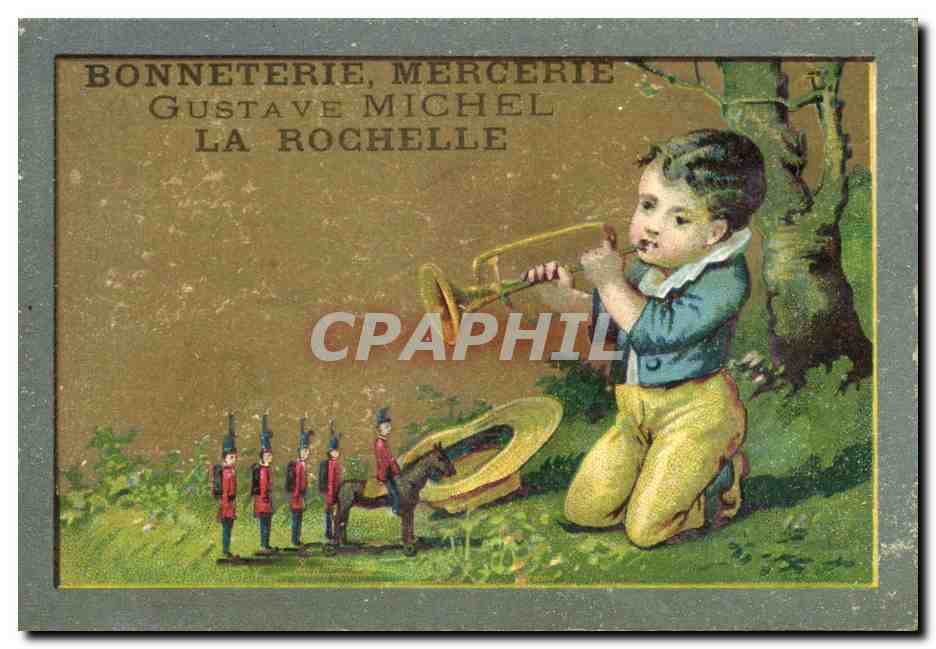Chromo Bonneterie Mercerie Gustave Michel La Rochelle Trompette 