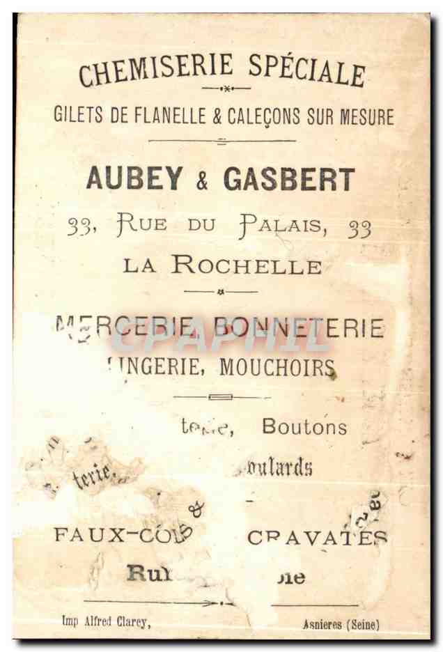 Chromo Aubey et Gasbert Rue du palais la Rochelle Chevres — Rückseite