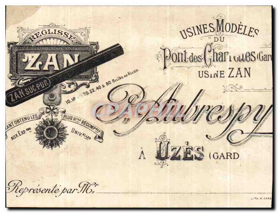Chromo Aubrespy Uzes Gard Zan Reglisse Escrime  — Verso