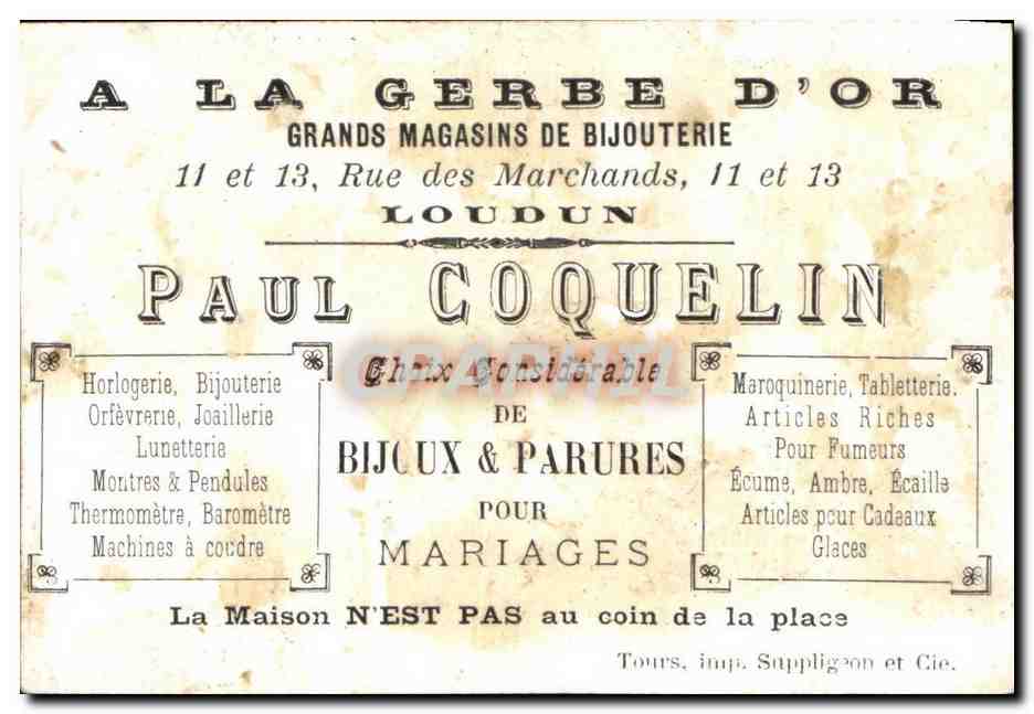Chromo Paul Coquelin Rue des Marchands Loudun Pecheur Marin  — Rückseite