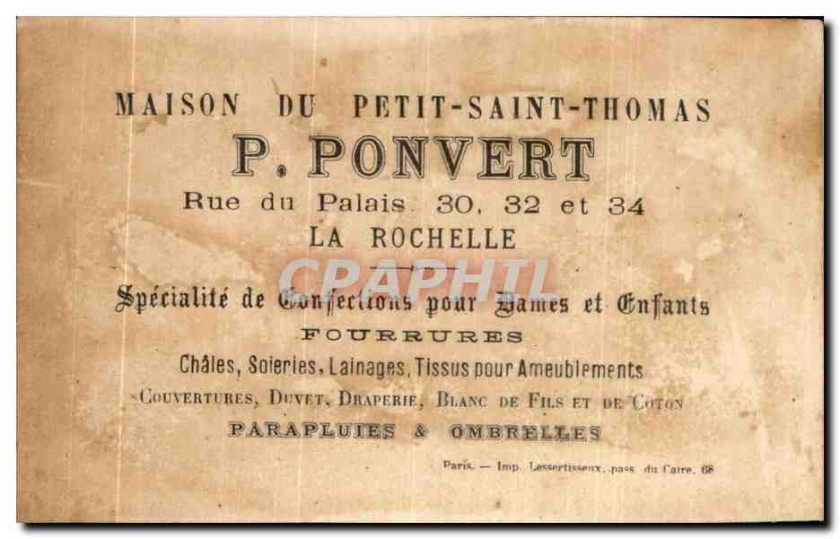 Chromo Ponvert la Rochelle Enfants Homard  — Rückseite