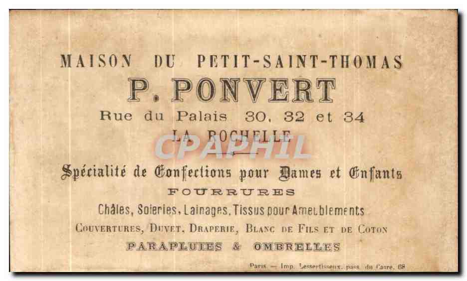 Chromo Ponvert La Rochelle Petit Poucet Perrault  — Rückseite