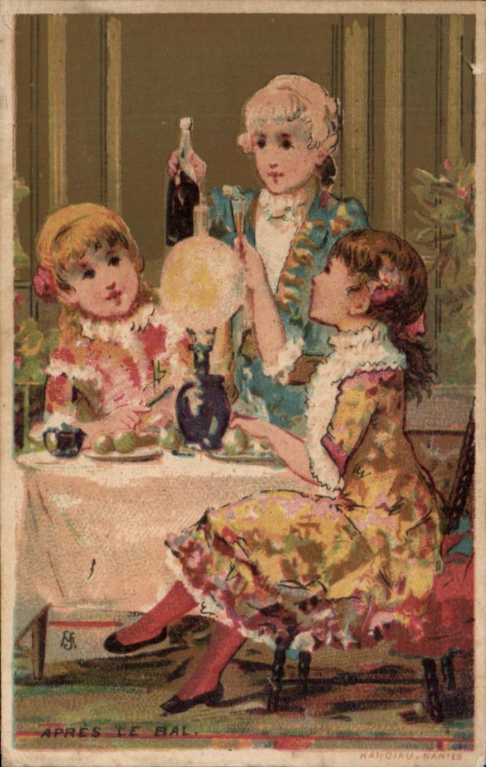 Après le bal — illustration de trois jeunes filles — Taitoiau, Nantes