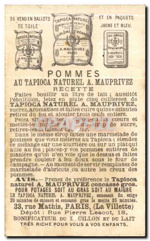Enfant marin — Tapioca Naturel A. Mauprivez — Usine Modèle, 33 rue Mathis, Paris — Rückseite