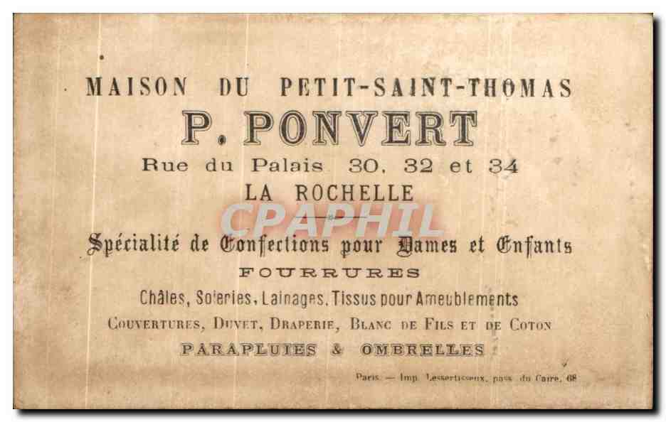 Chromo Ponvert Rue du Palais La Rochelle Petit Poucet Perrault  — Rückseite