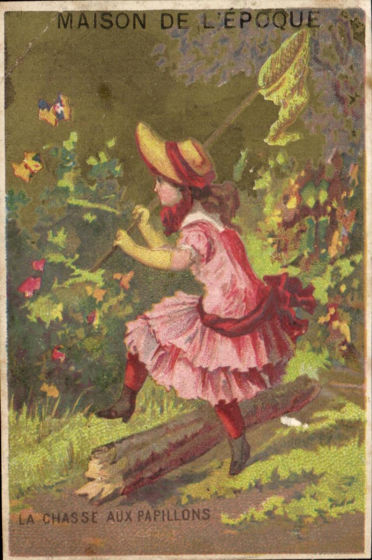 Chromo Louradour La chasse aux papillons