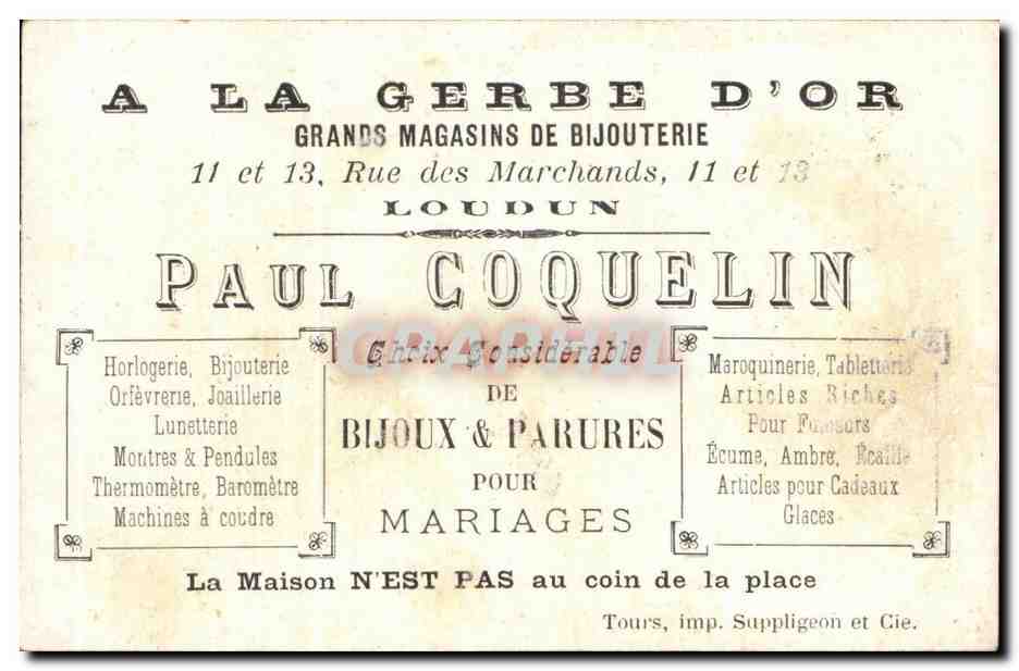 Chromo Paul Coquelin A la gerbe d'or Loudun Paul Coquelin  — Rückseite