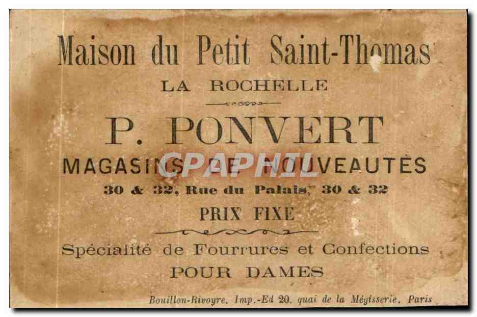Chromo Ponvert Rue du Palais La Rochelle Maison du Petit Saint Thomas  — Rückseite
