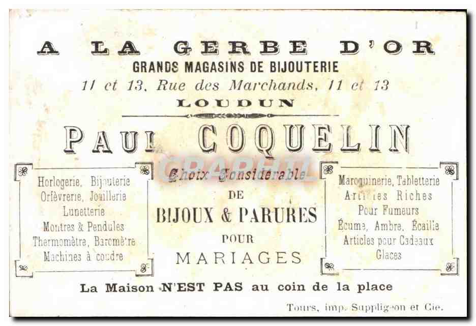 Chromo Paul Coquelin Rue des marchands Loudun Enfant marin  — Rückseite