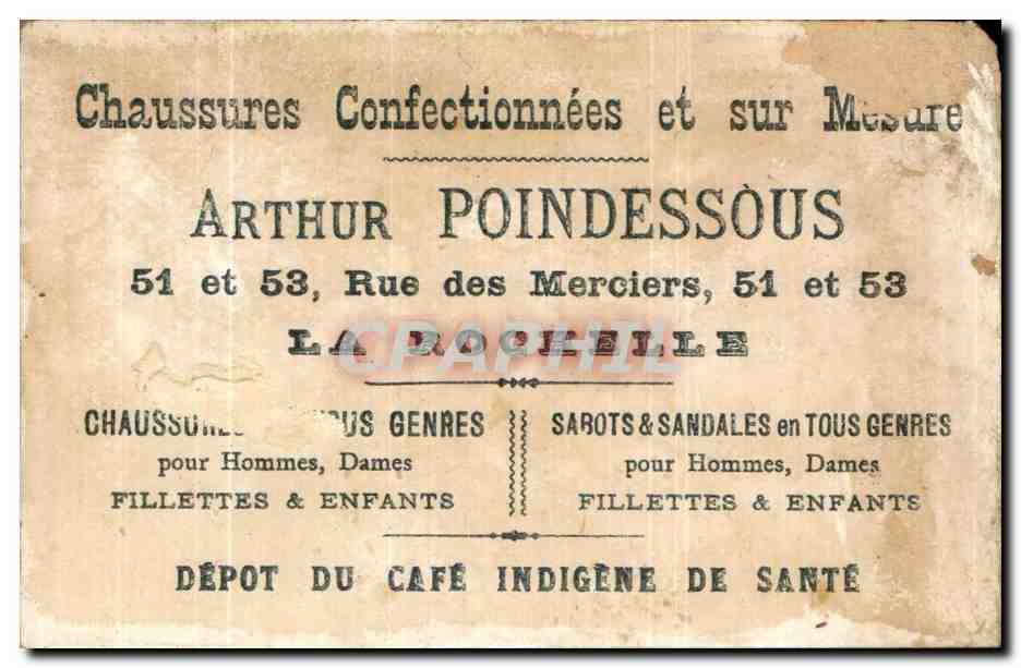 Chromo Arthur Poindessous Rue des Merciers La Rochelle  — Rückseite