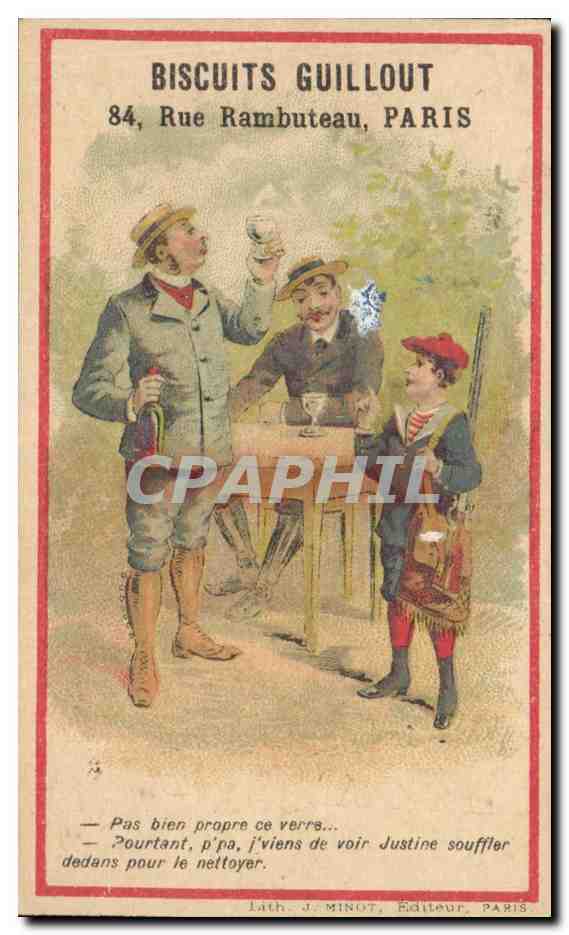 Chromo Biscuits Guillot Rue Rambuteau Paris Chasseur Chasse Enfant