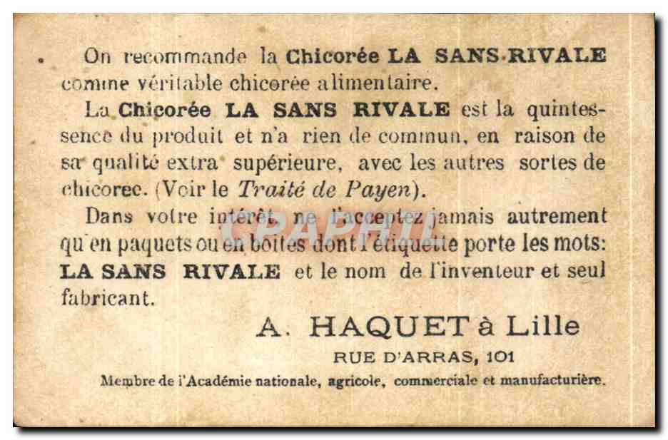 Chromo Chicoree Haquet Rue d'Arras Rouen — Rückseite