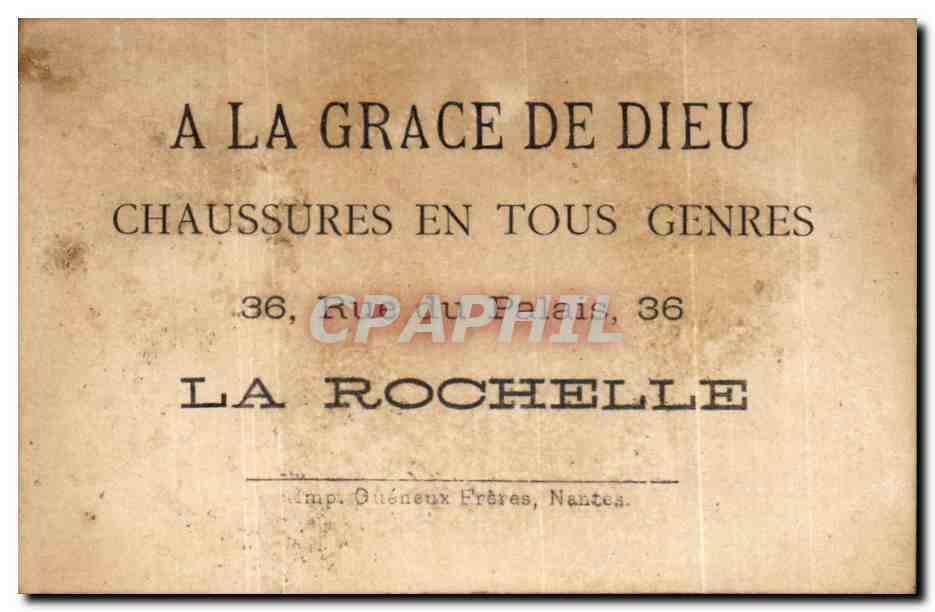 Chromo a la grace de Dieu Rue du Palais La Rochelle Enfants L'ecriture  — Rückseite