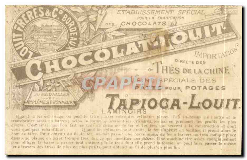 Chocolat-Louit — Laminoirs — Établissement spécial des Chocolats Louit, Bordeaux — Rückseite