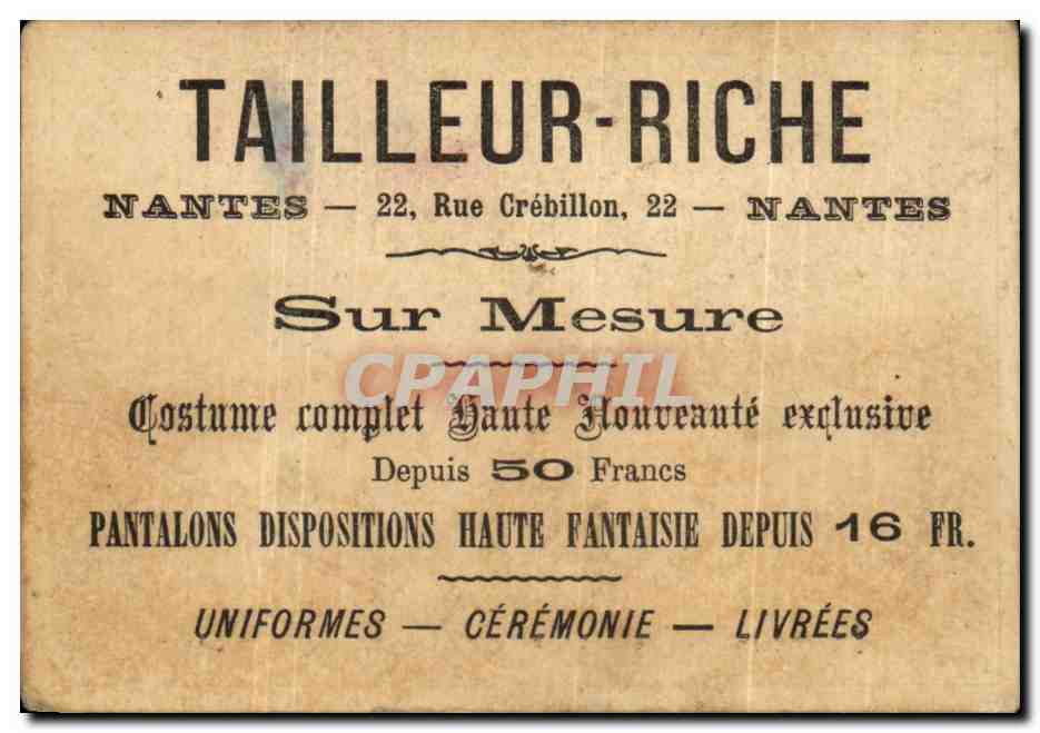 Chromo Tailleur riche Rue Crebillon Nantes Enfants — Rückseite