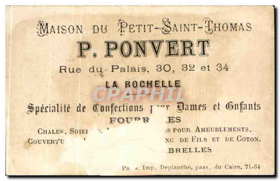 Chromo Ponvert Rue du Palais la Rochelle Militaria — Rückseite