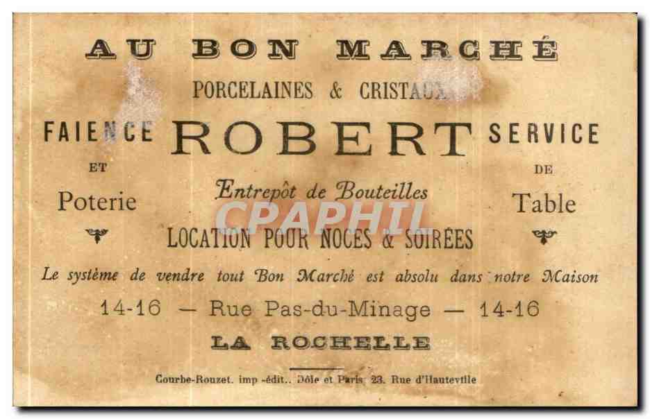 Chromo Robert Rue Pas du minage La Rochelle Au bon Marche Michel Ange  — Back