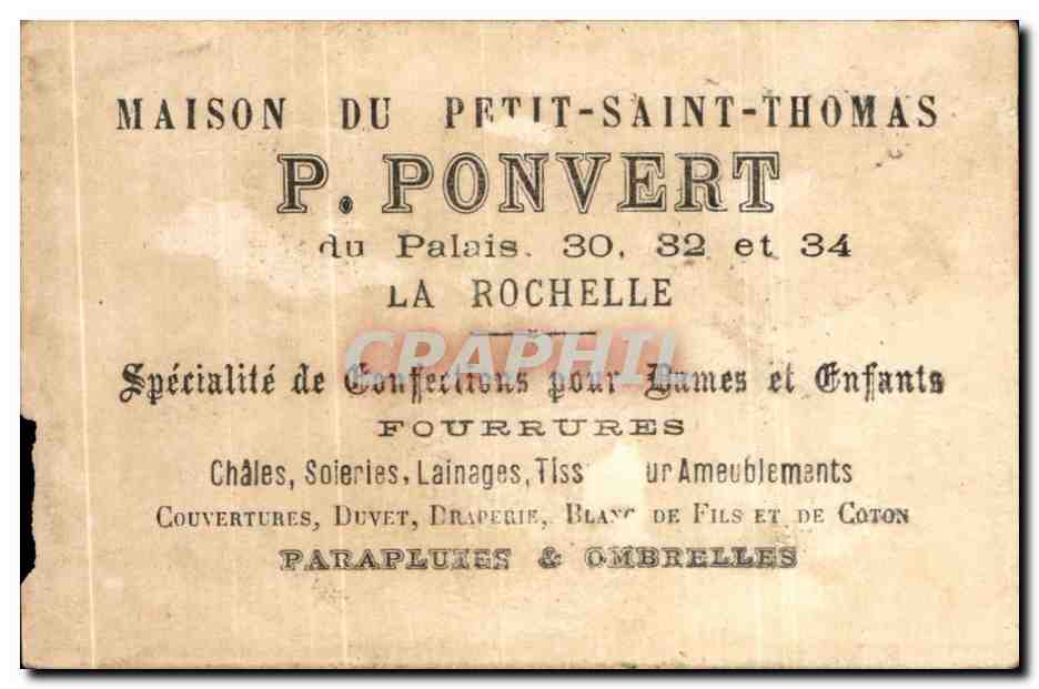 Chromo Ponvert Maison du Petit Saint Homas Rue du palais La Rochelle Patissier — Rückseite
