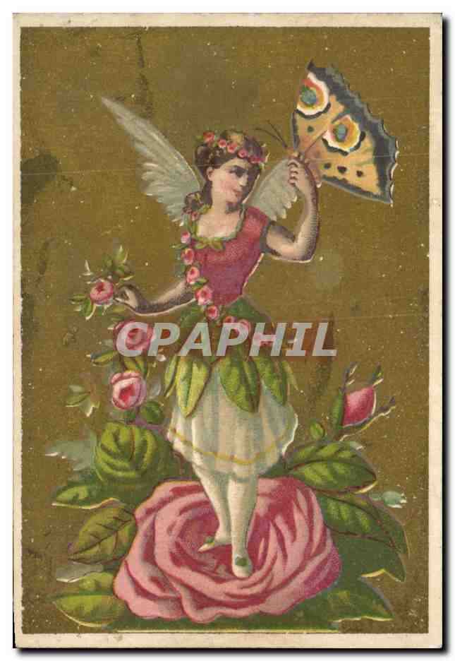 Chromo FEmme ange papillon 