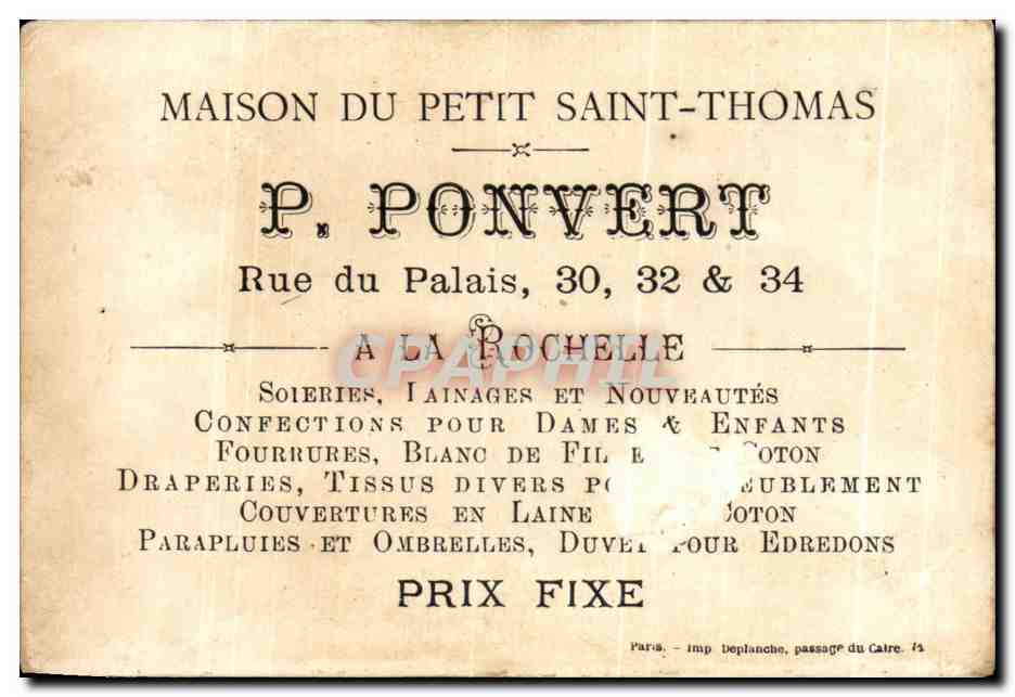 La Cigale & La Fourmi — illustration de fable — éditeur P. Ponvert, La Rochelle — Rückseite