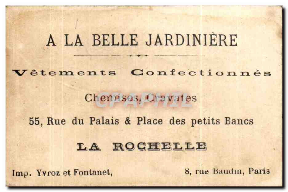 Chromo a la belle Jardiniere Rue du Palais et des petits Bancs La Rochelle  — Rückseite