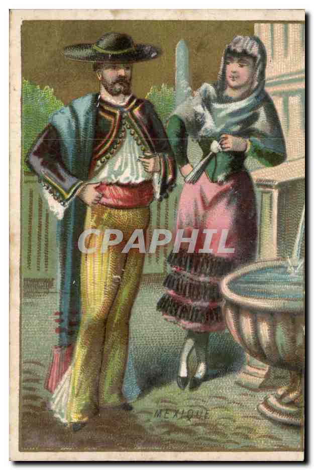Mexique — couple en costume traditionnel — éditeur inconnu, n° de série non visible