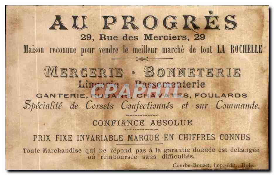 Chromo Au progres Rue des Merciers La Rochelle Diable Arbalete  — Rückseite