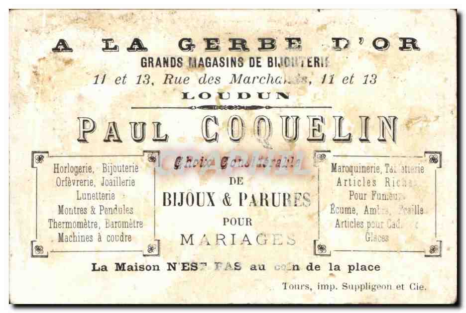 Chromo Paul Coquelin Loudun Enfant et fleurs  — Rückseite