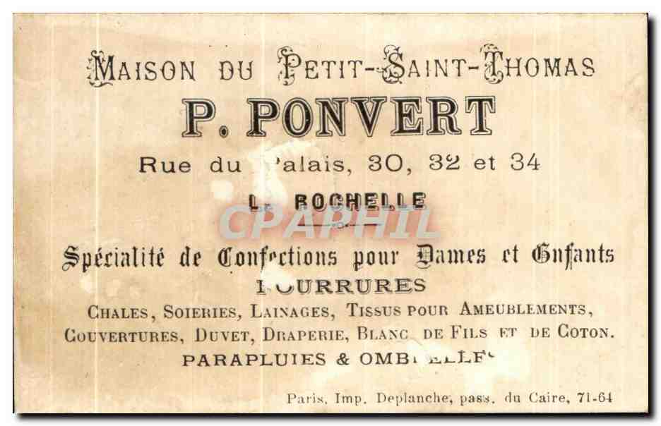 Chromo Ponvert La Rochelle Zouave — Rückseite