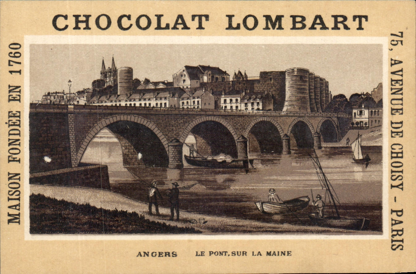 Chromo Chocolat Lombart Angers Le pont sur la Maine Avenue de Choisy Paris 