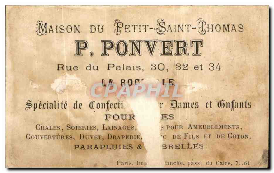 Chromo Ponvert Maison du Petit Saint Thomas Enfant — Verso