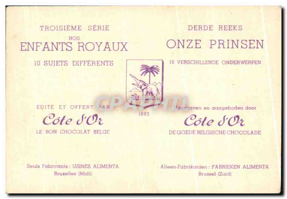 Image Cote d'or Chateau royal de Laeken Noel 1937  — Verso