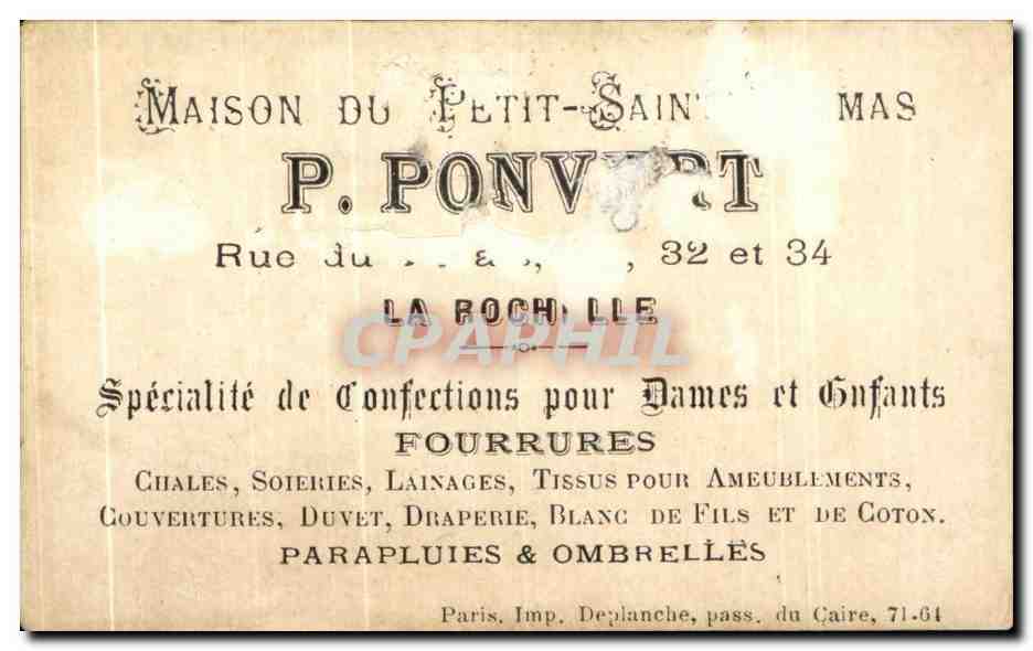 Chromo Ponvert La Rochelle Enfant — Rückseite